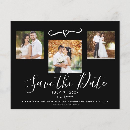 黒モダンと白のストライプ写真日付の保存 (正面)