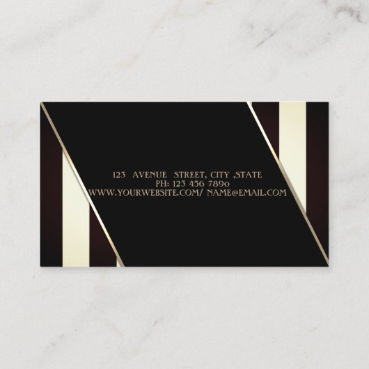黒モダンと白のストライプ唇 名刺 (裏面)