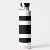 黒モダンと白のストライプ文字 ウォーターボトル (右面)
