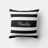 黒モダンと白のストライプ文字 クッション (裏面)