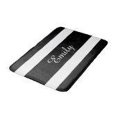 黒モダンと白のストライプ文字 バスマット (アングル)