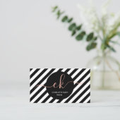 黒モダンと白のストライプ文字 名刺 (スタンド正面)