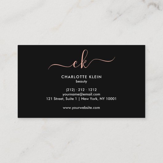 黒モダンと白のストライプ文字 名刺 (裏面)