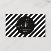 黒モダンと白のストライプ文字 名刺 (正面)