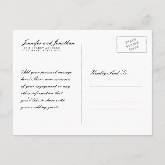 黒モダンと白のストライプ日付の保存 案内ポストカード