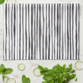 黒モダンと白のストライプ水色 キッチンタオル (折り畳み)