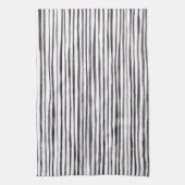 黒モダンと白のストライプ水色 キッチンタオル (縦)