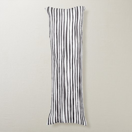 黒モダンと白のストライプ水色 ボディピロー (正面縦)