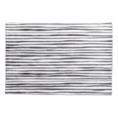 黒モダンと白のストライプ水色 枕カバー (裏面)