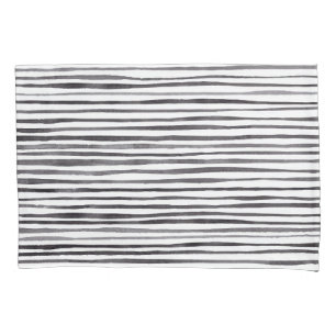 黒モダンと白のストライプ水色 枕カバー