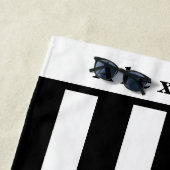 黒モダンと白のストライプ ビーチタオル (インサイチュ)