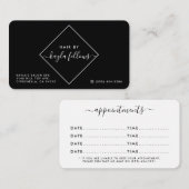 黒モダンと白のダイヤモンドアポイントメントカード エンクロージャーカード (正面/裏面)