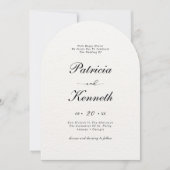 黒モダンと白のテクスチャアーチQRの結婚写真 招待状 (正面)