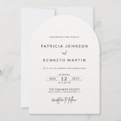 黒モダンと白のテクスチャア結婚ーチの写真 招待状 (正面)