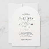 黒モダンと白のテクスチャア結婚ーチの写真 招待状 (正面)