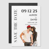 黒モダンと白のテンプレート マグネット招待状 (正面/裏面)