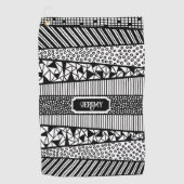 黒モダンと白のパターン、パーソナライズ可能 ゴルフタオル (正面)