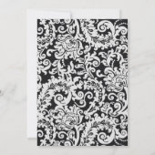 黒モダンと白のフローラダマスク日付を保存 招待状 (裏面)