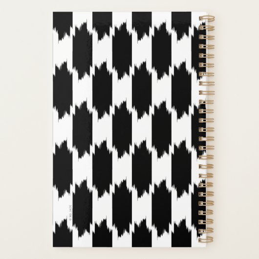 黒モダンと白のブラシストローク プランナー手帳 (裏面)