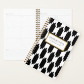 黒モダンと白のブラシストローク プランナー手帳 (ディスプレー)