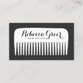 黒モダンと白のヘアスタイリストコームのヘアサロン 名刺 (正面)