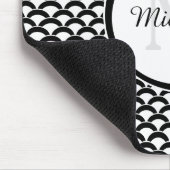 黒モダンと白のホタテのモノグラムと名前 マウスパッド (コーナー)