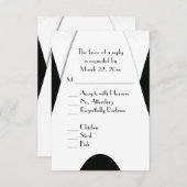 黒モダンと白のメニュー選択 出欠カード (正面/裏面)