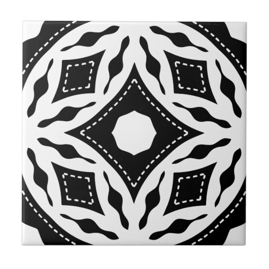 黒モダンと白のモザイク模様 タイル (正面)