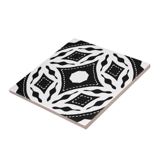 黒モダンと白のモザイク模様 タイル (側面)