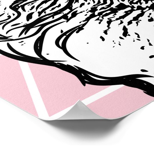 黒モダンと白のラマと三角形 ポスター (角)