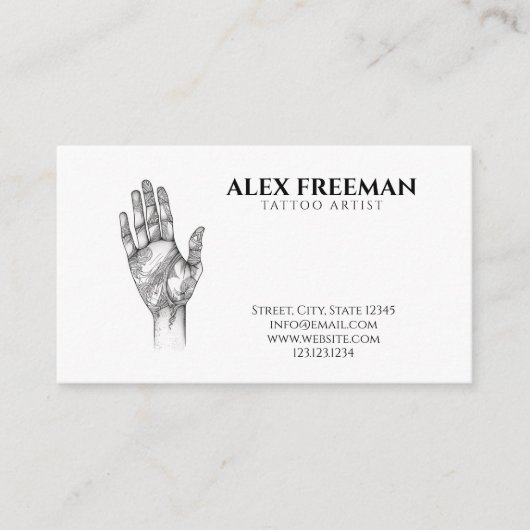 黒モダンと白の入れ墨アーティスト 名刺 (正面)