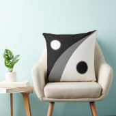 黒モダンと白の円と波線 クッション (椅子)