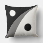 黒モダンと白の円と波線 クッション (裏面)