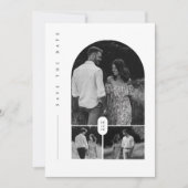 黒モダンと白の写真のコラージュ日付を保存 招待状 (正面)