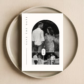 黒モダンと白の写真のコラージュ日付を保存 招待状