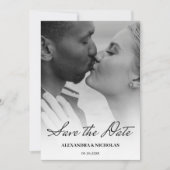 黒モダンと白の写真の日付の保存 セーブザデート (正面)