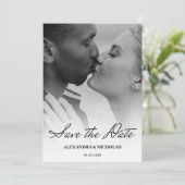 黒モダンと白の写真の日付の保存 セーブザデート (スタンド正面)