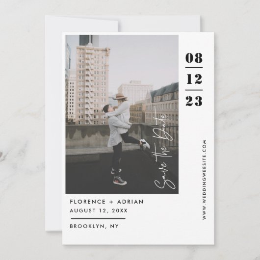 黒モダンと白の写真 セーブザデート (正面)