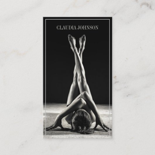 黒モダンと白の写真 名刺 (正面)