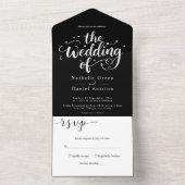 黒モダンと白の台本エレガントな結婚式 オールインワン招待状 (内側)