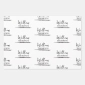 黒モダンと白の名モノグラムの前 ラッピングペーパーシート (正面3)