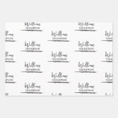 黒モダンと白の名モノグラムの前 ラッピングペーパーシート (正面2)