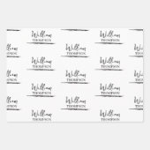 黒モダンと白の名モノグラムの前 ラッピングペーパーシート (正面)