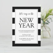 黒モダンと白の大晦日パーティー招待状 招待状 (スタンド正面)