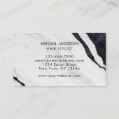 黒モダンと白の大理エレガント石の髪の名前 名刺 (裏面)