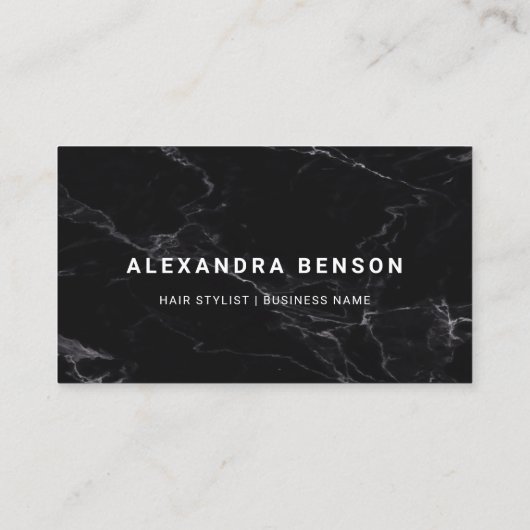 黒モダンと白の大理石の写真 名刺 (裏面)
