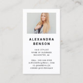 黒モダンと白の大理石の写真 名刺 (正面)