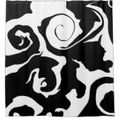 黒モダンと白の大理石の渦巻き シャワーカーテン (正面)