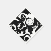 黒モダンと白の大理石の渦巻き スタンダードカクテルナプキン (角)