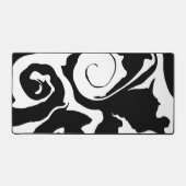 黒モダンと白の大理石の渦巻き デスクマット (正面)